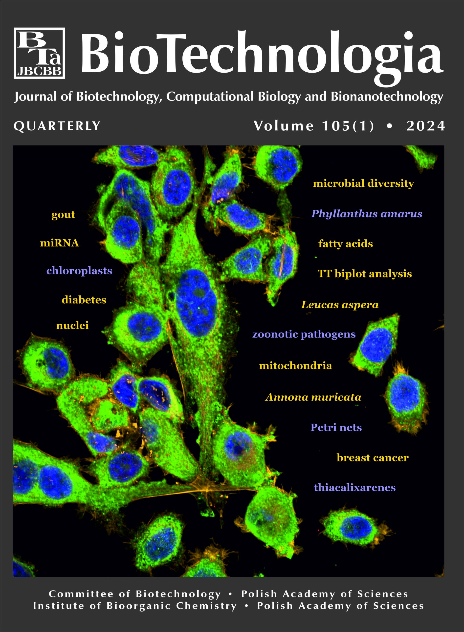 Okładka kwartalnik &quot;Biotechnologia&quot; - tom 94(1)Okładka kwartalnik &quot;Biotechnologia&quot; - tom 93(1)