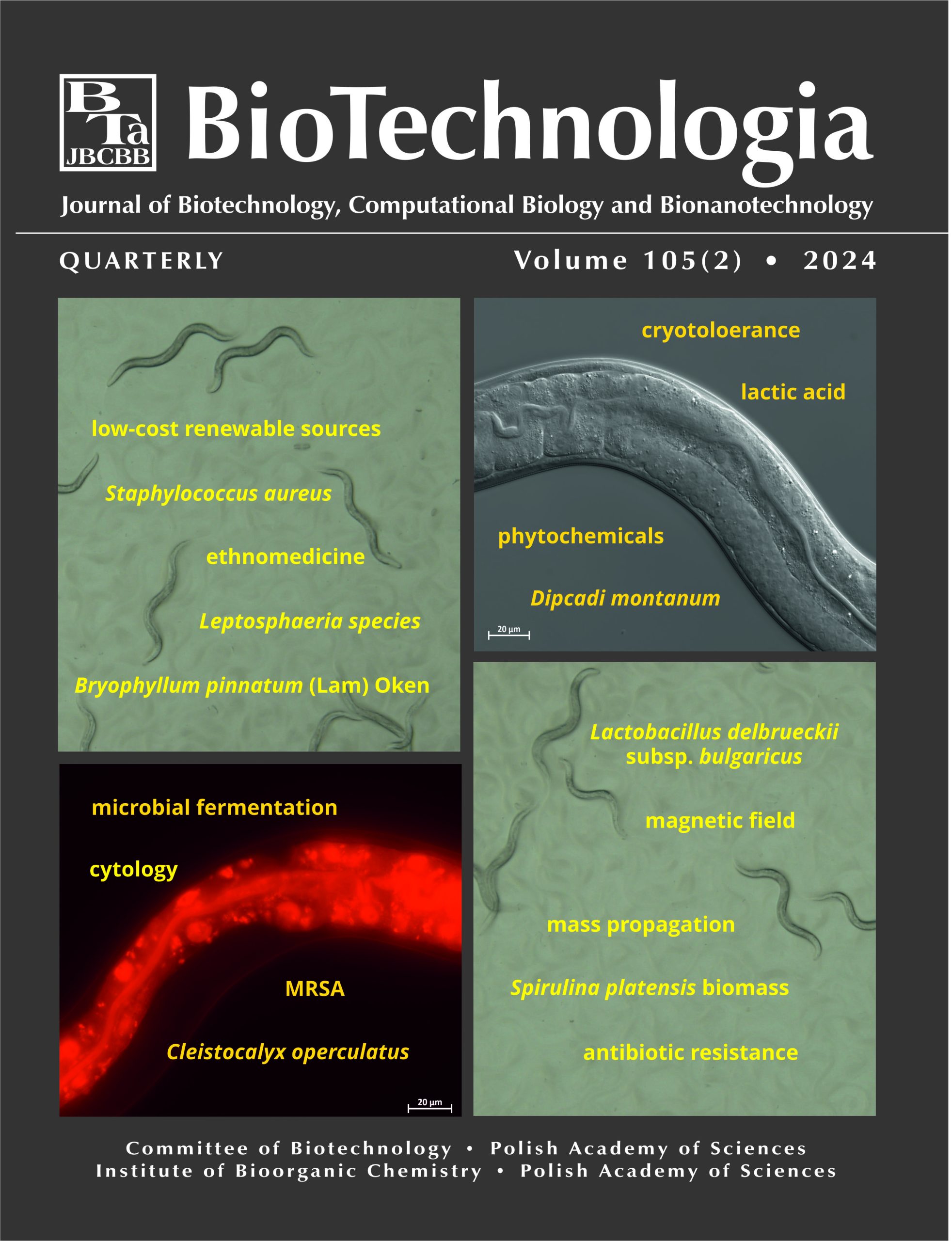 Okładka kwartalnik &quot;Biotechnologia&quot; - tom 94(1)Okładka kwartalnik &quot;Biotechnologia&quot; - tom 92(4)