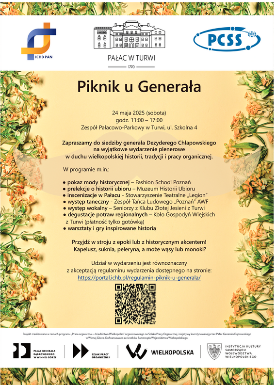 an informational poster about the event titled Picnic at the General’s, including event details and the program