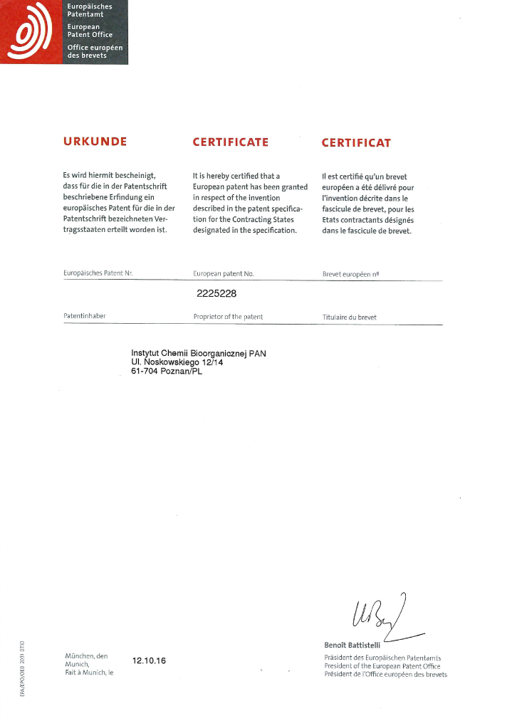 Scan of the European patent document - patent number EP 2225228