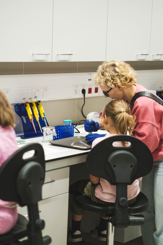 Young scientists at work.