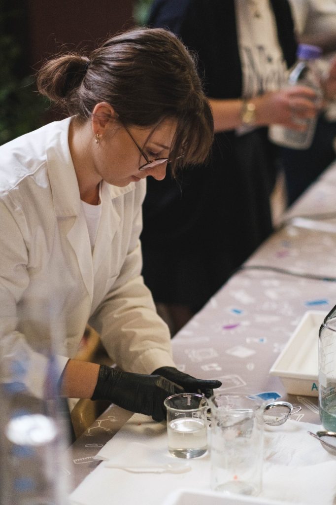 A scientist during the demonstration.