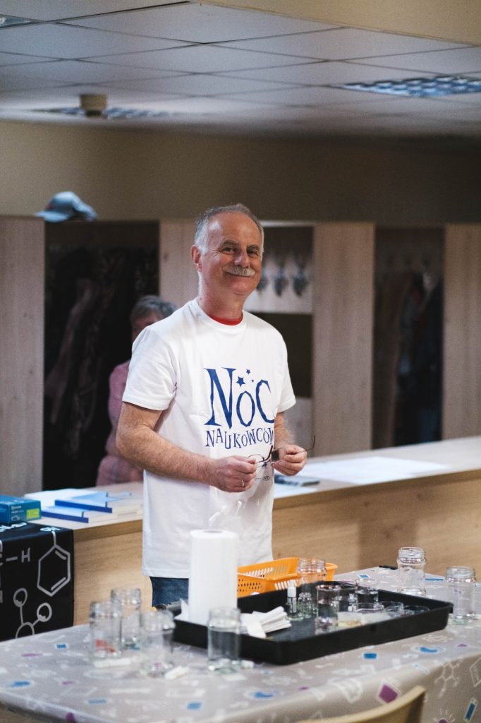 A scientist during the demonstration.