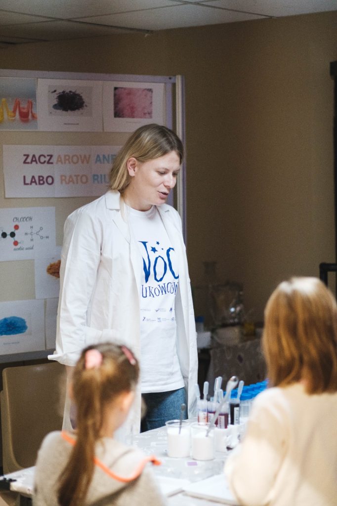 A scientist during the demonstration.
