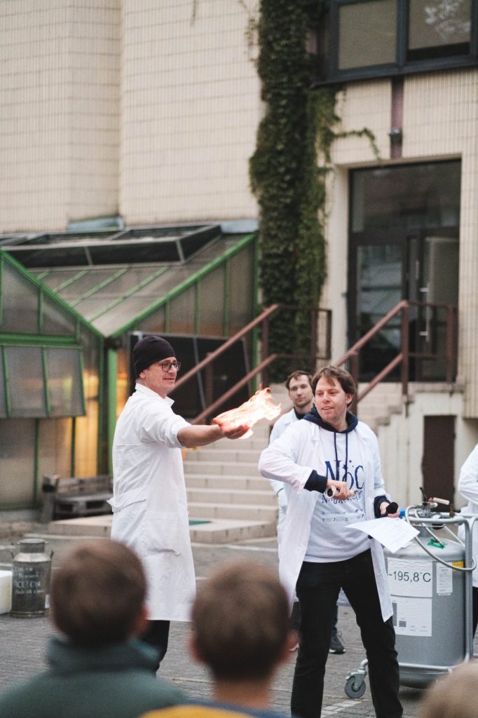 The scientist during the presentation.