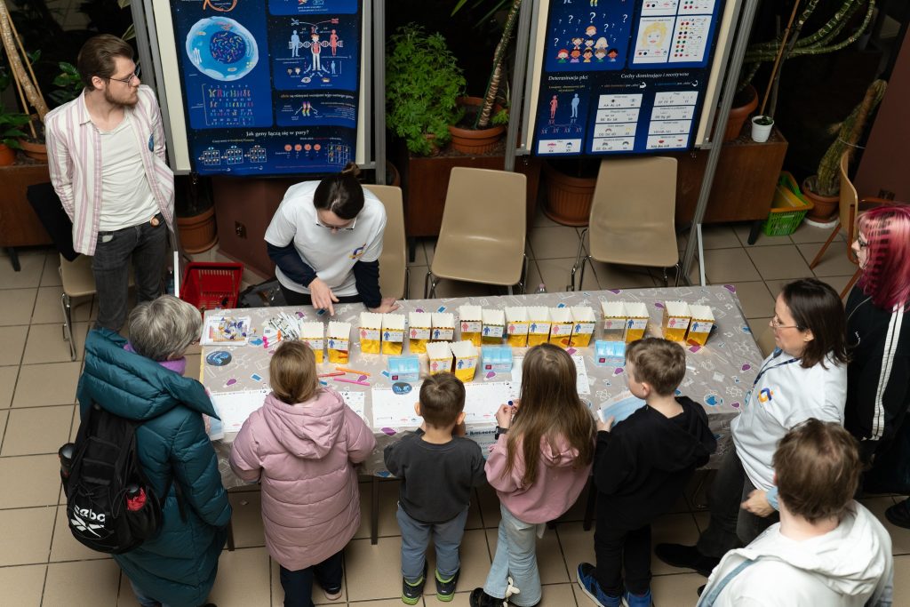A group of children creating genetic portraits