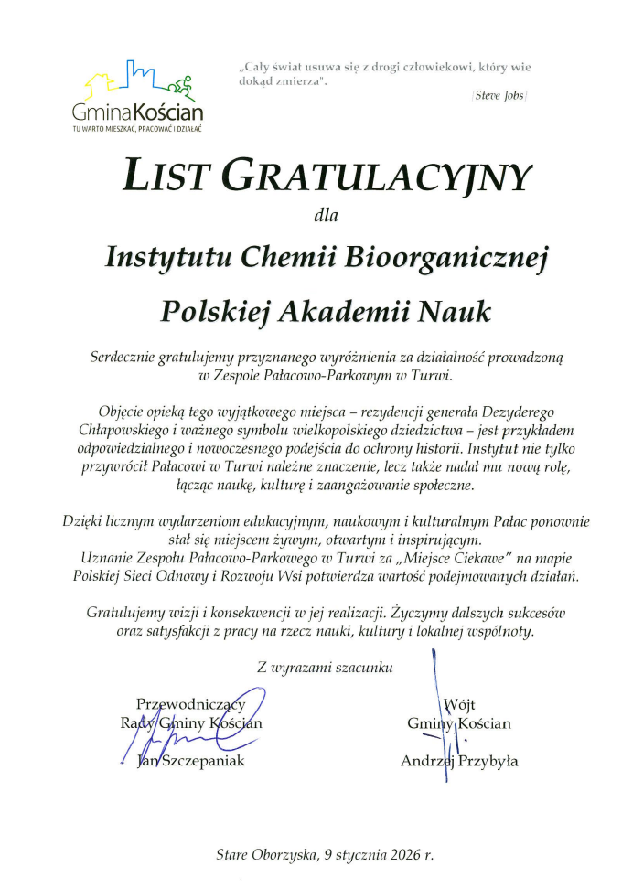 Photo of the congratulatory letter.