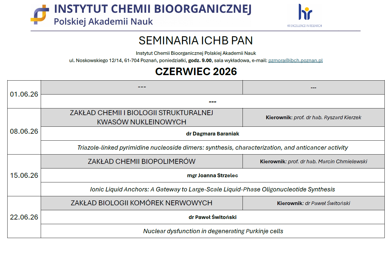 seminaria maj 2026